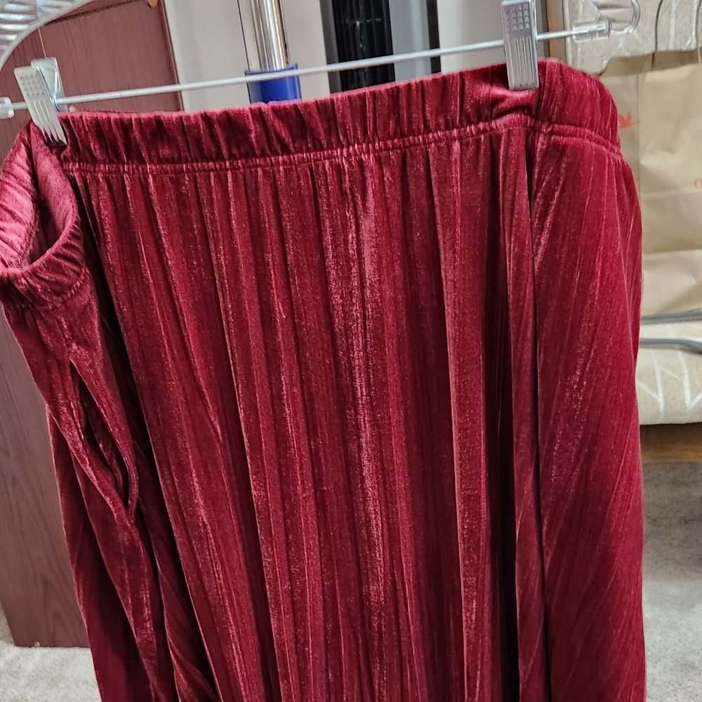 Woman Within Wine Velour 1x Skirt #31